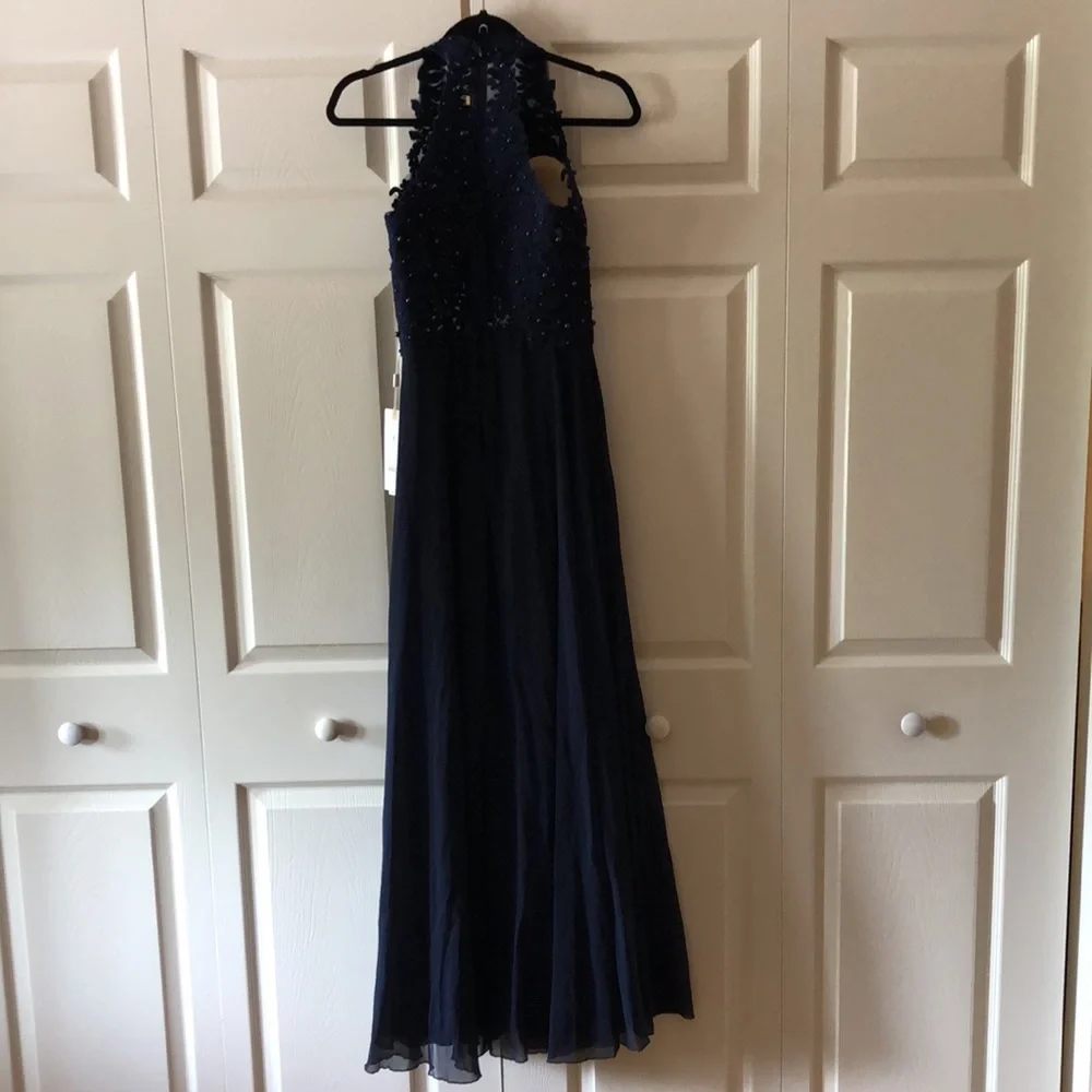 navy blue Prom/bridesmaids dress beaded 2 - Picture 9 of 11